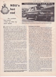 NSU 1000 TTS Roadtest Motor 1968 page 1